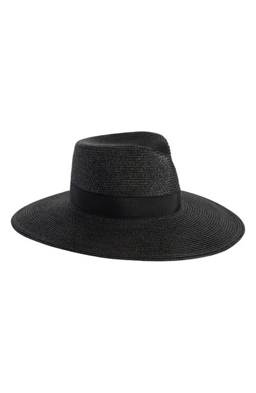 Eric Javits Daphne Broad Brim Straw Fedora in Black at Nordstrom | Nordstrom