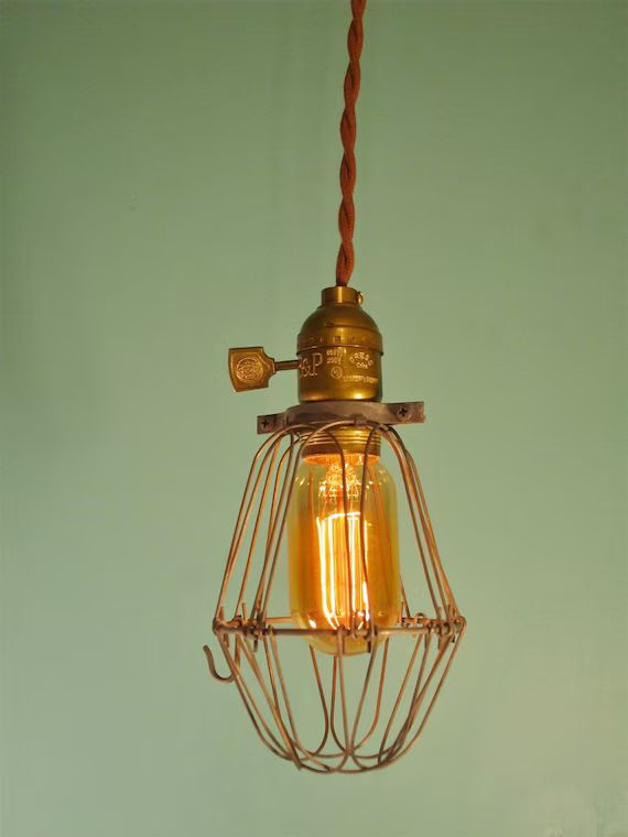 Vintage Industrial Cage Light  Pendant Lamp  Pendant Light  | Etsy | Etsy (US)