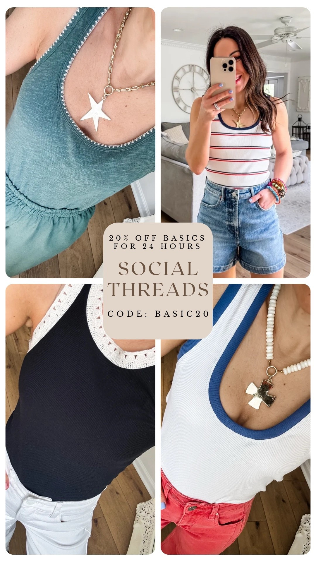 Code: BASIC20 thru 6/5. Xs tank tops

#LTKSaleAlert #LTKOver40