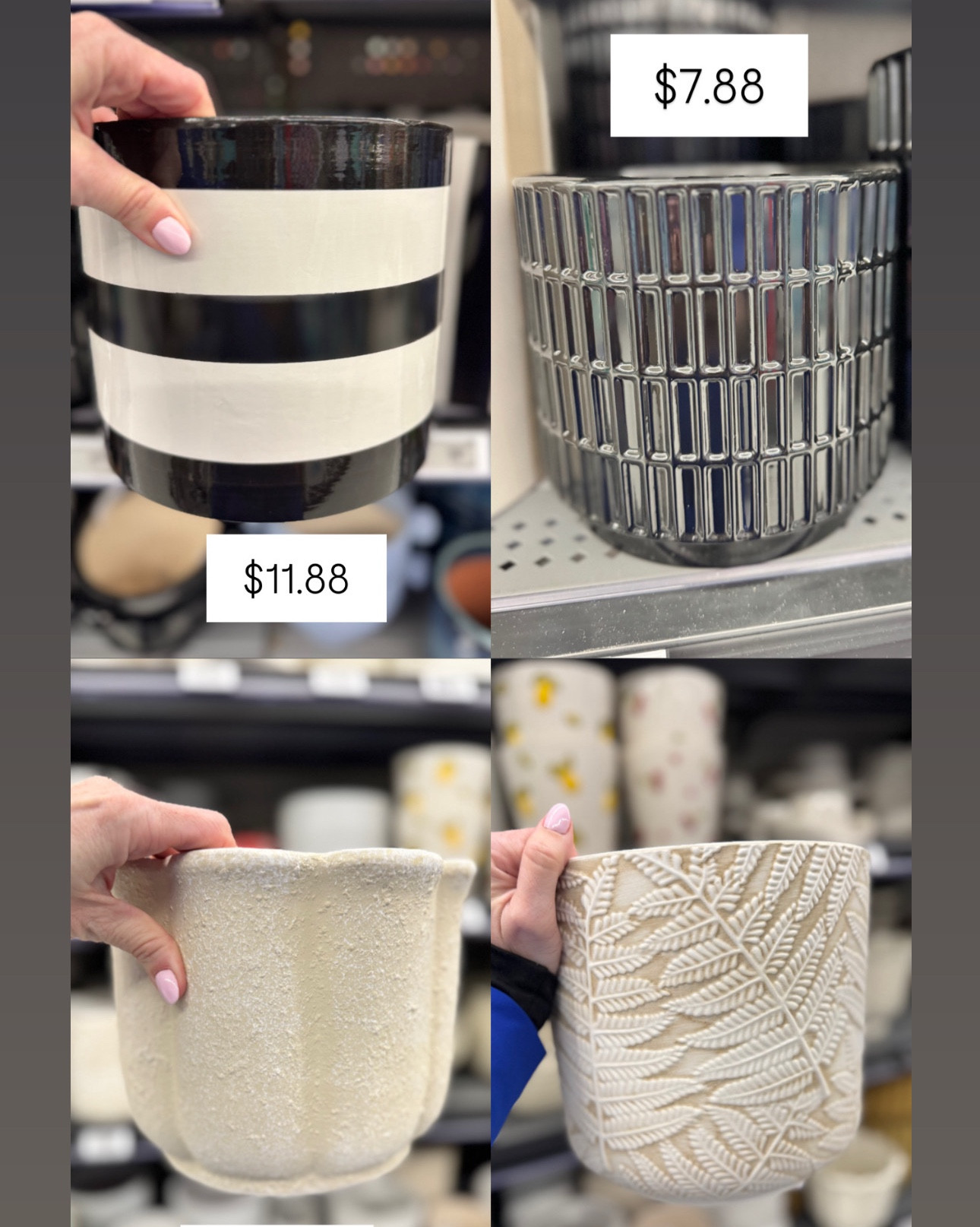Spring is here and these planters/pieces from #Walmart are SOOOO affordable and versatile. There are so many options in terms of material type, patterns, and colors, and the price point is unbeatable. Which is your favorite?!

👇

#walmartfinds #walmarthomedecor #walmartdecor #walmartstyle #walmartplanters #planterdecor #planterstyle #outdoorplanters #affordabledecor #budgetdecor #lookforless #neutralhome #modernorganic #mcgeeandco #studiomcgee #cozyhome #homestyling #shelfstyling #homeinspo #decorinspo #ltkhome #ltkfinds #ltkstyle #amazonhomefinds #targethome 

#LTKSaleAlert #LTKHome #LTKSeasonal