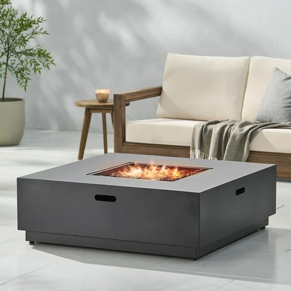 Reign Metal Outdoor 50,000 BTU Square Fire Pit (No Tank Holder), Dark Gray | Walmart (US)