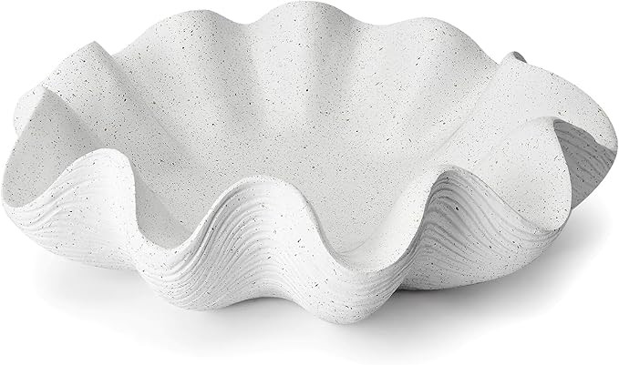 Scalloped Decorative Bowl Home Decor - 12.6" Modern Handicraft Large Shell Ruffle Decorative Frui... | Amazon (US)