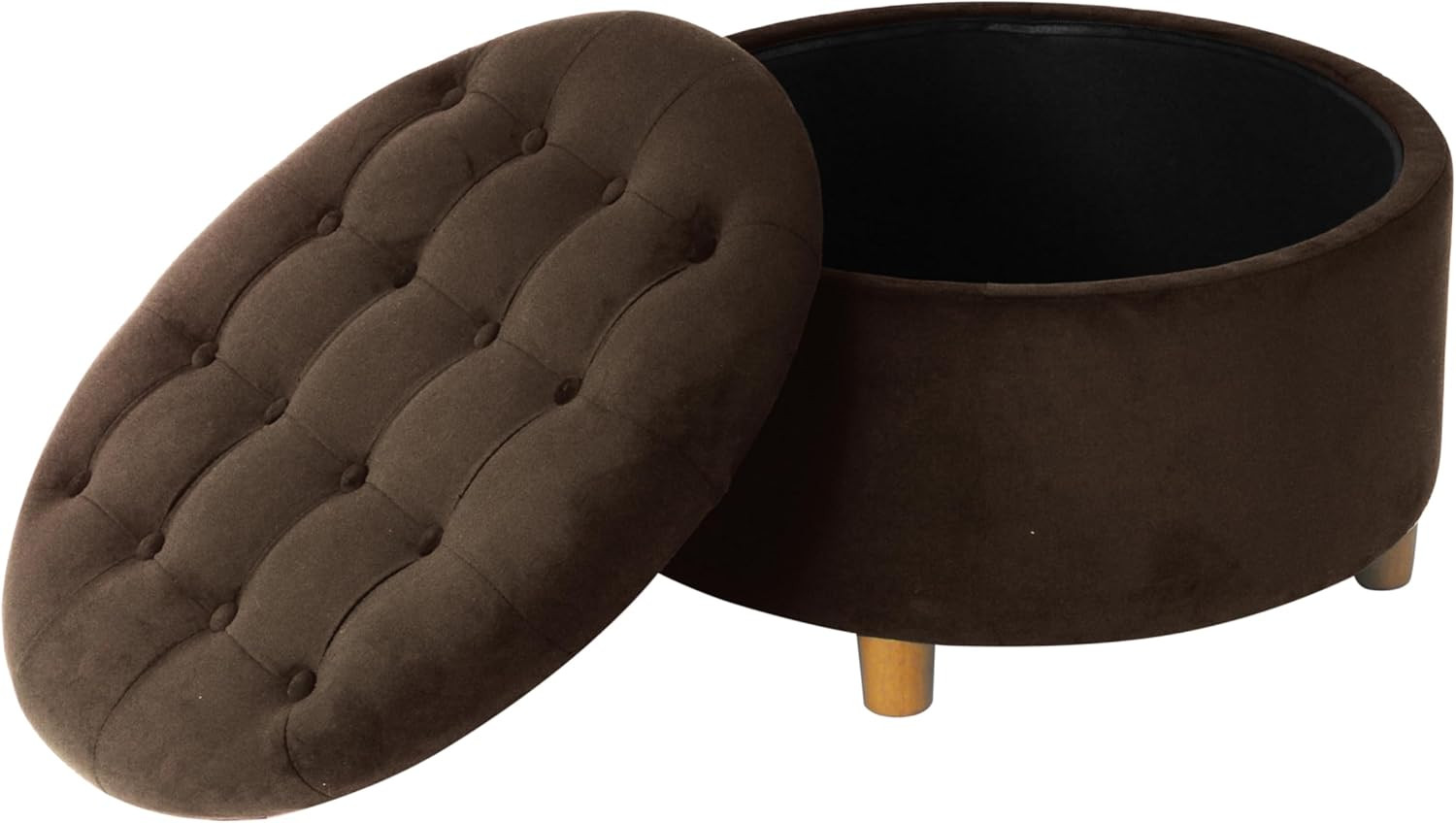 HomePop Home Decor | Button Tufted Velvet Round Storage Ottoman | Ottoman with Storage for Living... | Amazon (US)