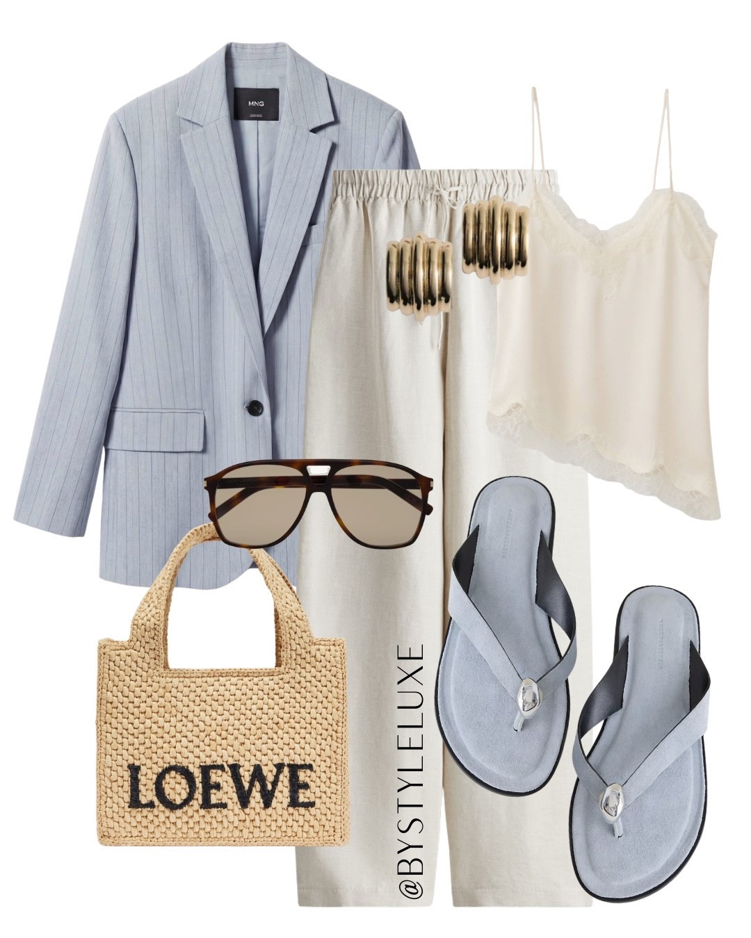 BLAZER LOOKS - Chic and polished blue striped blazer with relaxed linen trousers and sandals 

#blazer #linentrouser #sandals

#LTKspring #LTKsummer #LTKuk