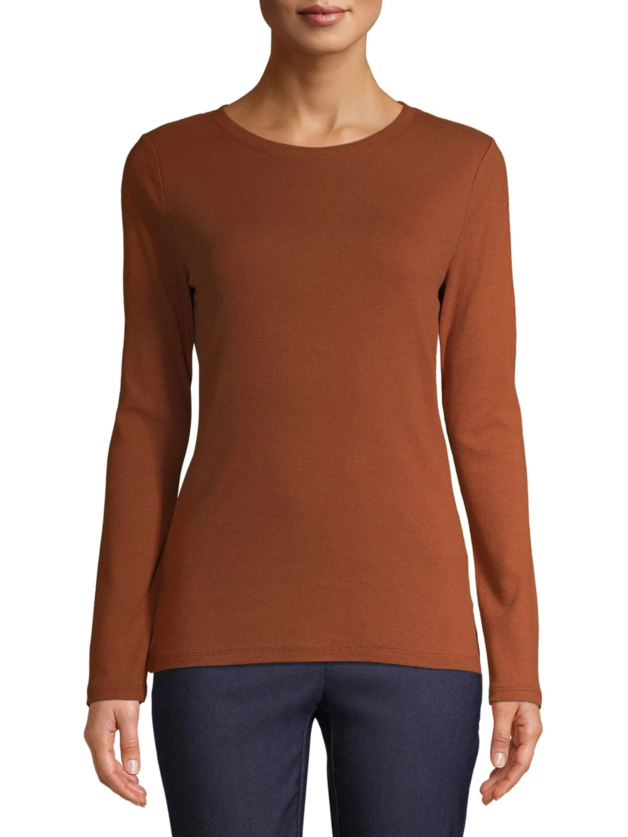 Time and Tru - Time and Tru Women's Long Sleeve Rib T-Shirt - Walmart.com | Walmart (US)