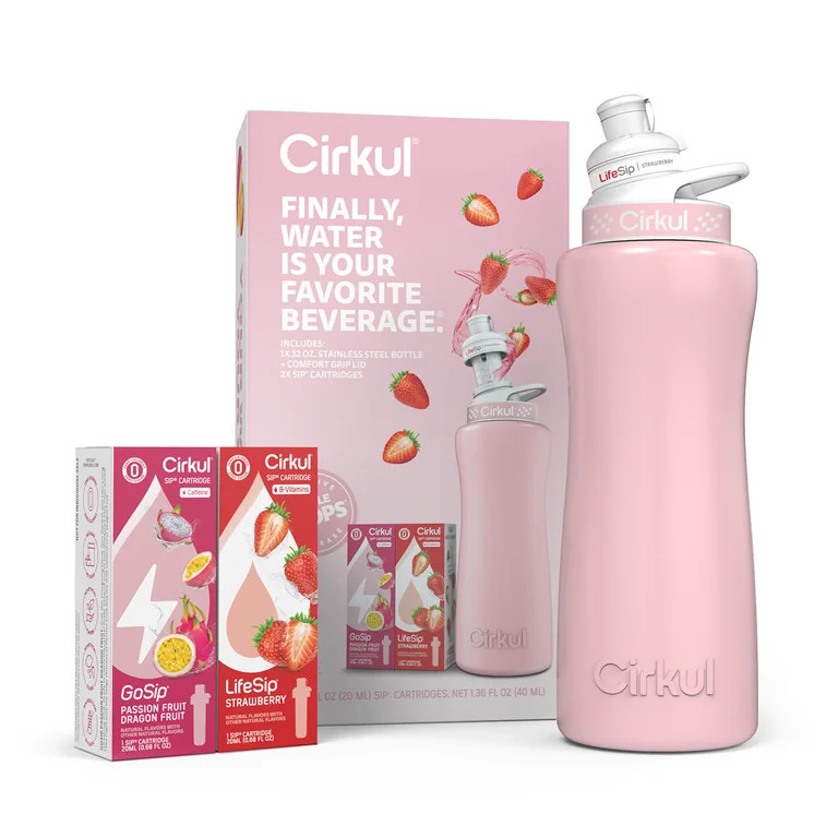 Cirkul 32oz Blush Pink Stainless Steel Starter Kit with Light Pink & White Cirkul Lid 2.0 and 2 F... | Walmart (US)