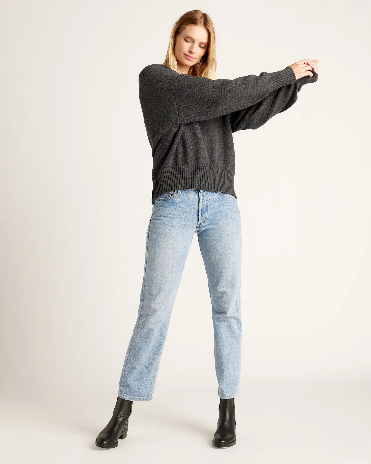 100% Organic Cotton Boyfriend Crew Sweater | Quince