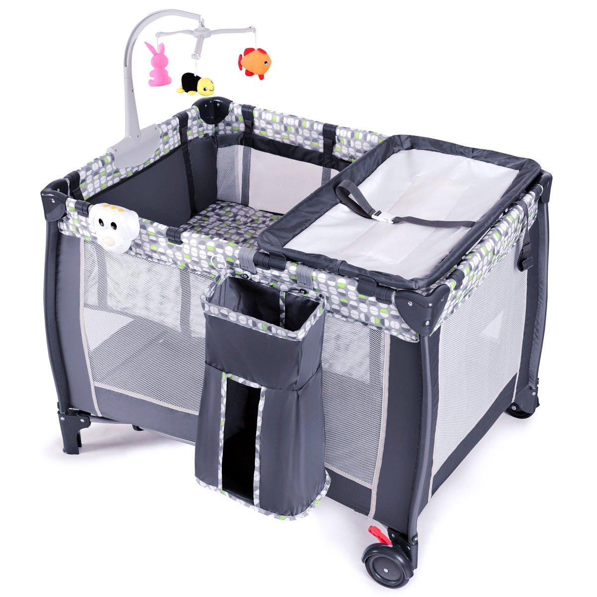 Costway Foldable Travel Playard with Bassinet, Gray | Walmart (US)