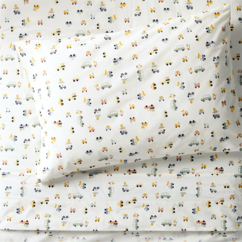 Stay Cool Wheely Cool Organic Cotton Kids Twin Sheet Set + Reviews | Crate & Kids | Crate & Barrel