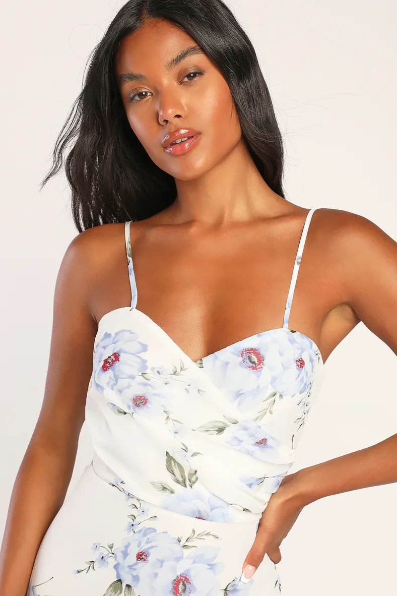 A Tier Delight White Floral Print Surplice Tiered Maxi Dress | Lulus (US)