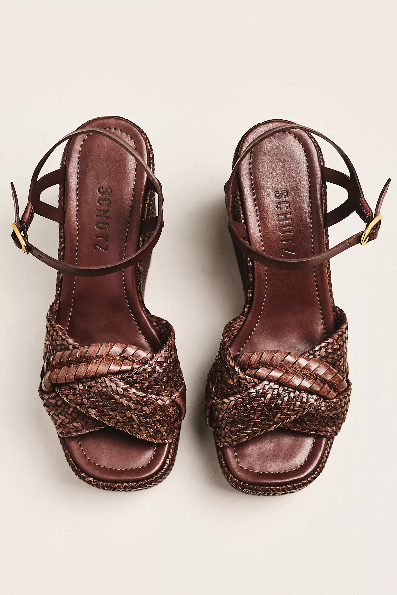 Schutz Serena Woven Platform Wedge Sandals | Anthropologie (US)