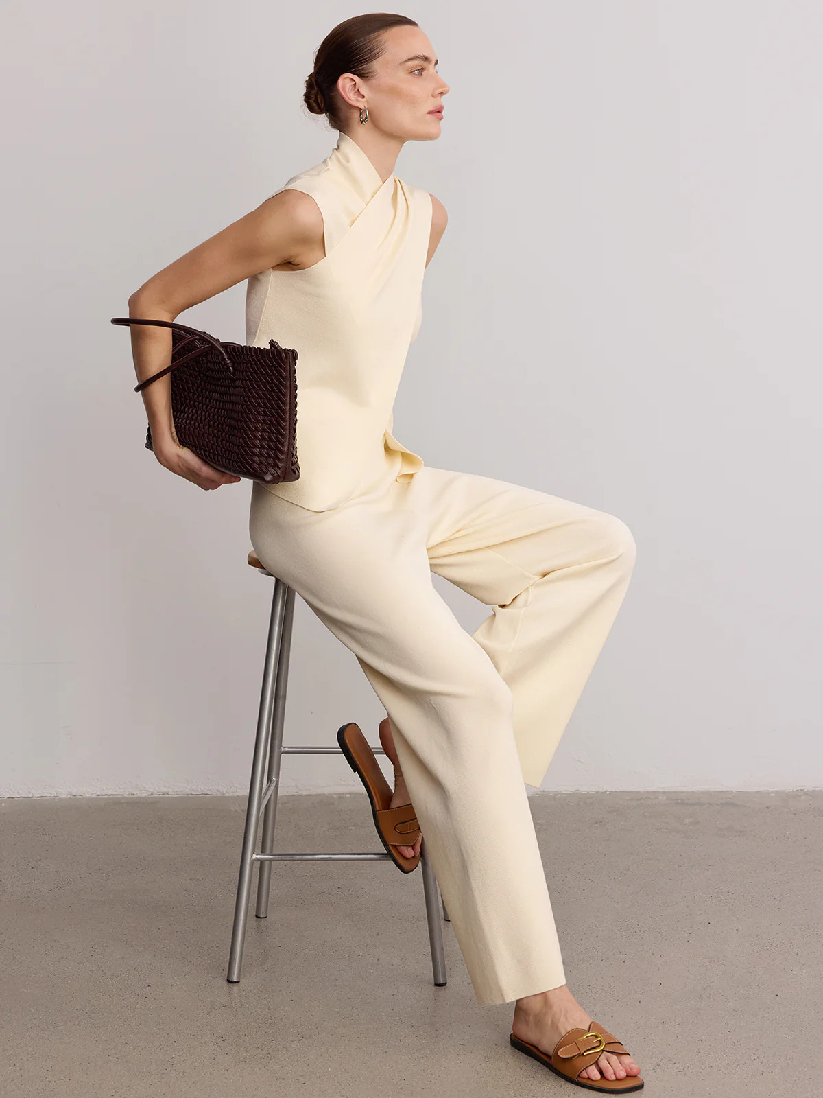 Cross Neck Sleeveless Top & Pants Set | Commense
