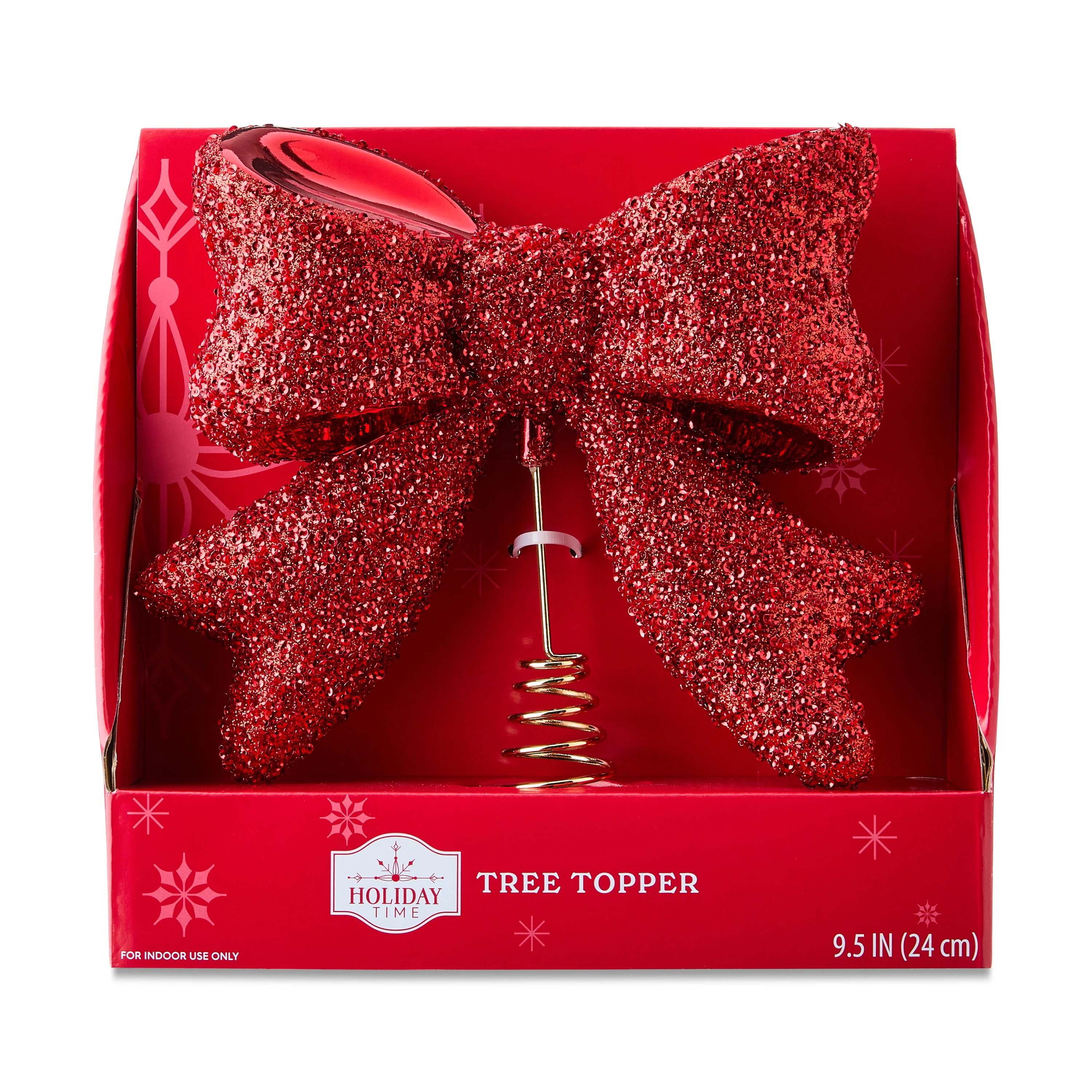 Chunky Sequins and Beads Bow Christmas Tree Topper, Red, 9.5", by Holiday Time | Walmart (US)