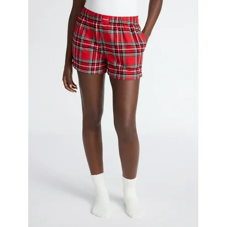 Joyspun Women's Flannel Pajama Boxer Shorts, 3'' Inseam, Sizes XS-3X | Walmart (US)