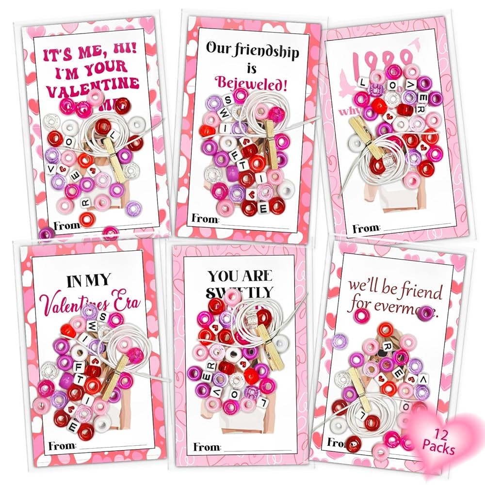 Valentines Day Cards for Kids Classroom, Girls Bracelets with Valentines Day Gifts Exchange Cards... | Amazon (US)