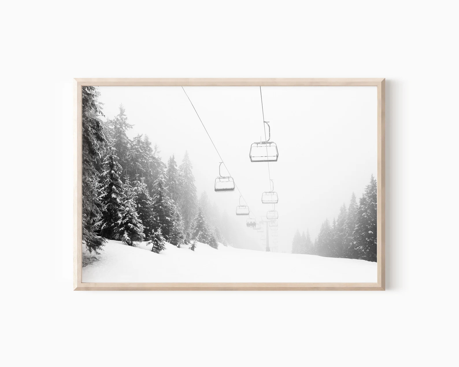 Ski Lift Print Black And White | Landscape Photo | Winter Wall Decor | Skiing Photography | Minim... | Etsy (US)