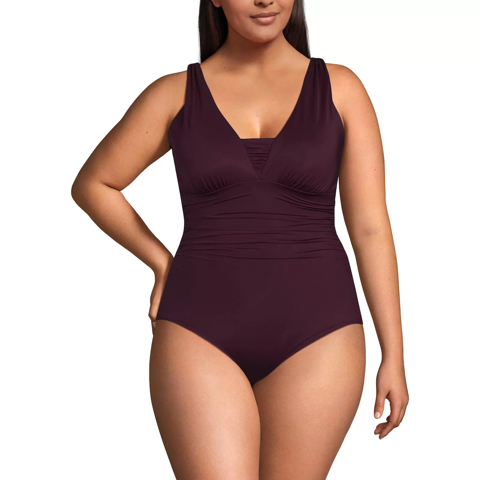 Plus Size Lands' End DDD-Cup SlenderSuit Tummy Control One-Piece Swimsuit, Women's, Size: 24W Ddd, Dark Red | Kohl's