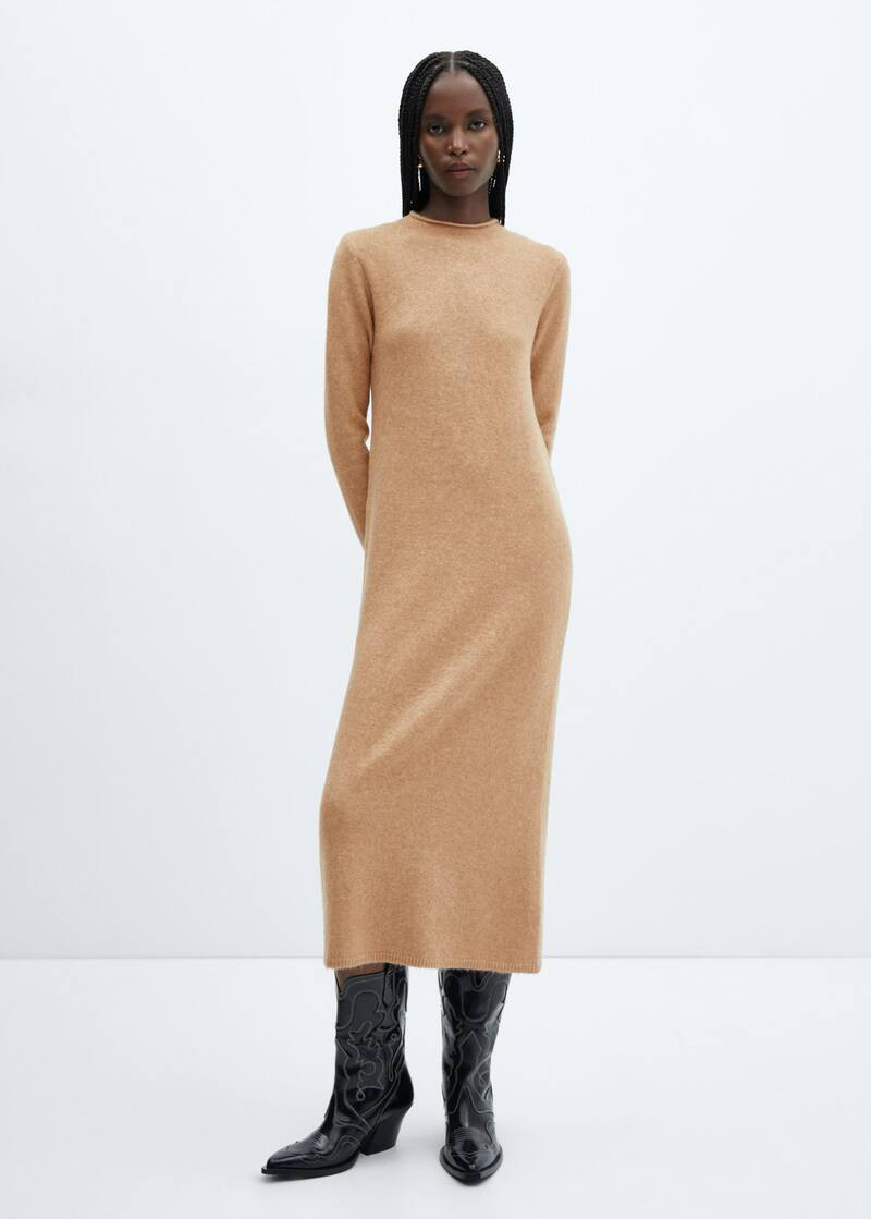 Knitted perkins neck dress -  Women | Mango United Kingdom | MANGO (UK)