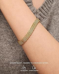PAVOI 14K Gold Plated Chunky Chain Adjustable Bracelet for Women | Stainless Steel Lightweight Tr... | Amazon (US)