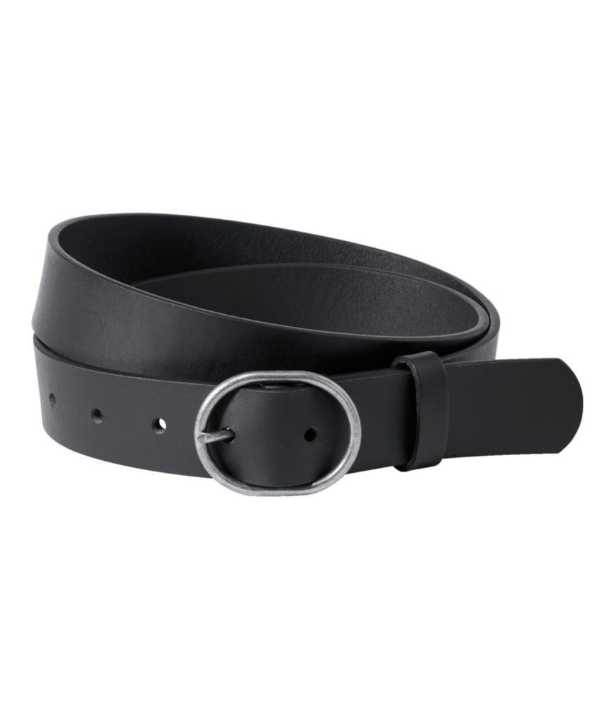 Women's L. L.Bean Oval Buckle Belt Black Medium, Leather | L.L. Bean