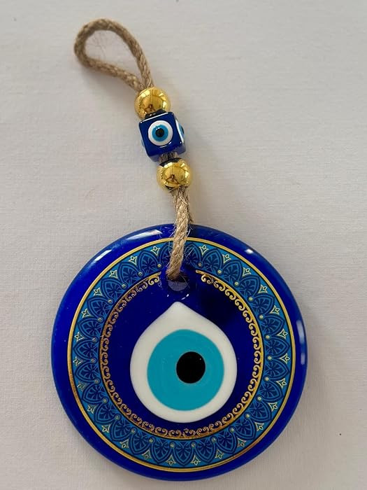 Evil Eye 4.3 inch Hanging Wall Ornament – Handmade Blue Glass Amulet – Traditional Nazar Char... | Amazon (US)