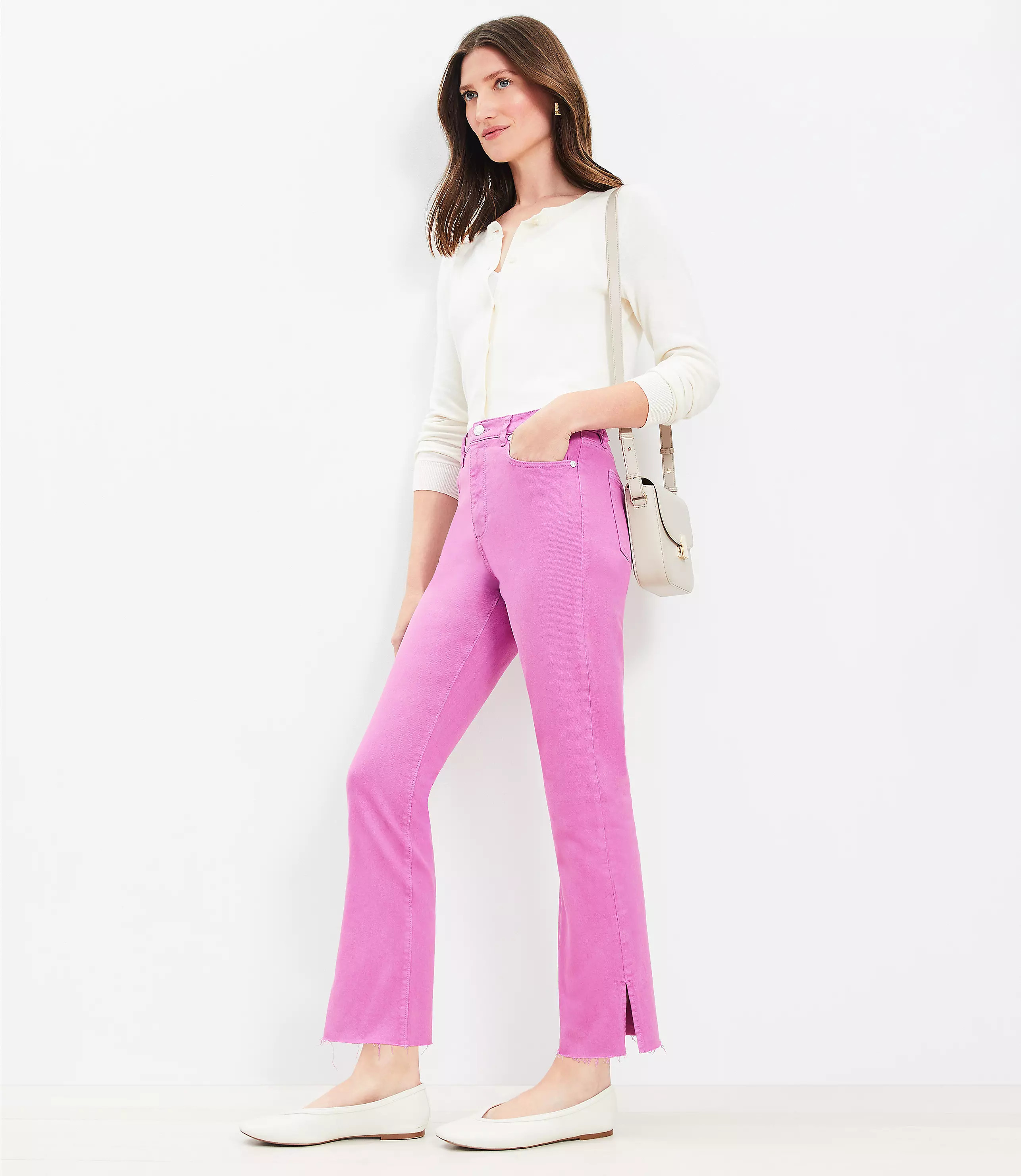Vent Hem High Rise Kick Crop Jeans in Sugar Plum | LOFT