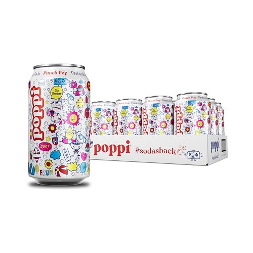 Poppi Sparkling Prebiotic Soda Beverage with Apple Cider Vinegar, Seltzer Water and Fruit Juice, Punch Pop, 12 Fl Oz, Pack of 12 | Amazon (US)