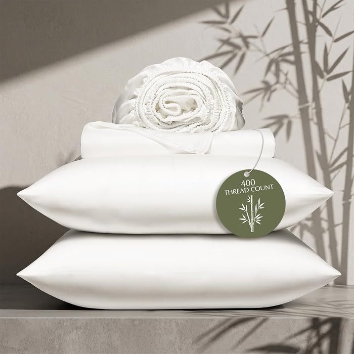 EverGrace 100% Rayon from Bamboo Sheet Set, King Size, Bright White | Amazon (US)