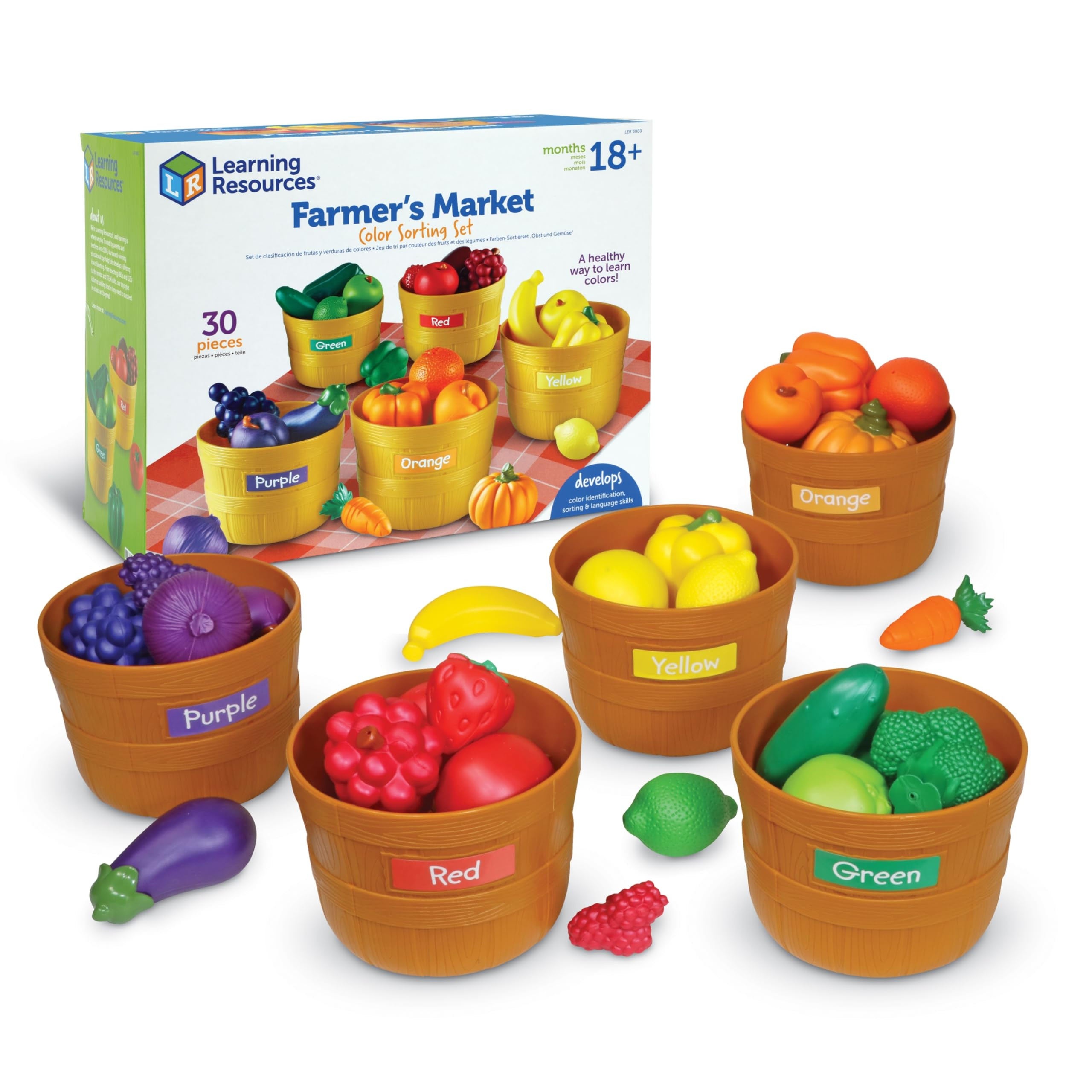 Learning Resources Farmer's Market Color Sorting Set - Play Food for Kids, Toddler Stacking Toys,... | Amazon (US)