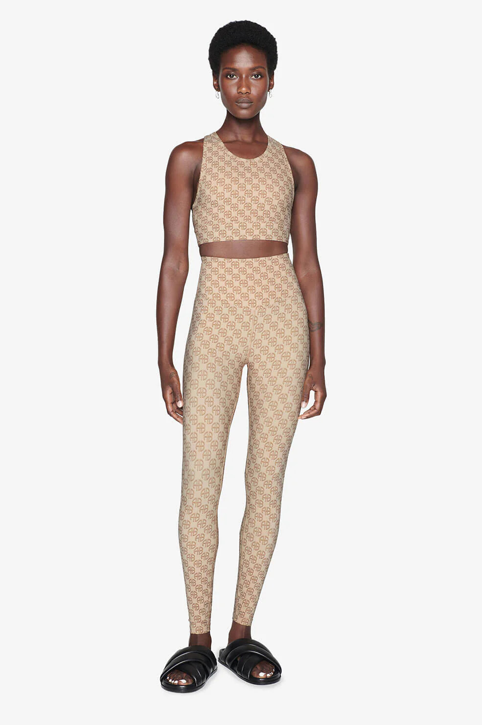 Blake Legging - Camel Monogram Print | Anine Bing