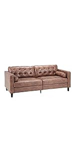Esright 84.2”Mid-Century Sofa Couch,Tufted Synthetic Suede Fabric Modern Couch with 2 Bolster P... | Amazon (US)