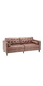 Esright 84.2”Mid-Century Sofa Couch,Tufted Synthetic Suede Fabric Modern Couch with 2 Bolster P... | Amazon (US)