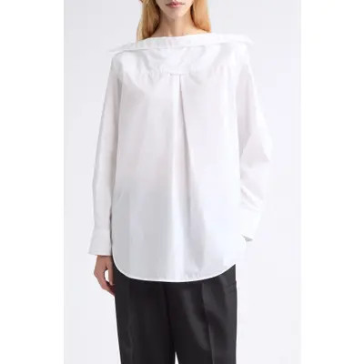 MELITTA BAUMEISTER Pointy Collar Cotton Pullover Shirt in White at Nordstrom, Size X-Small | Nordstrom