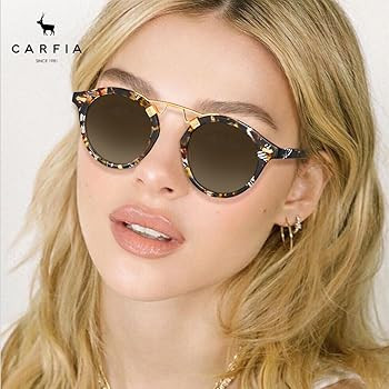 CARFIA Small Face Acetate Polarized Sunglasses for Women UV Protection, Retro Double Bridge Eyewe... | Amazon (US)