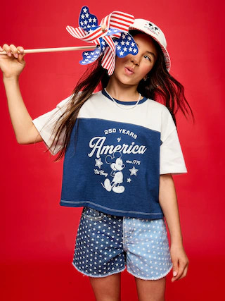 Old Navy x Disney Mickey Mouse Football-Style T-Shirt for Girls | Old Navy (US)