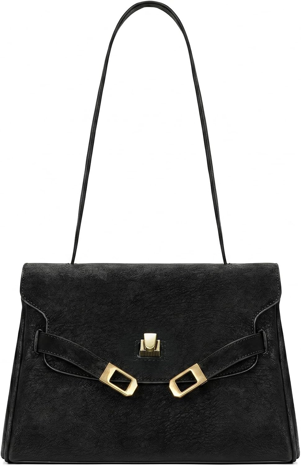 ALEX&MIA Suede Shoulder Bag for Women, Flap Crossbody Purse with Gold-Tone Lock, Vintage Bag for Daily Use | Amazon (US)