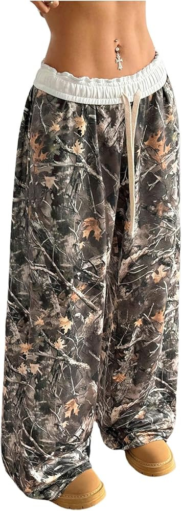SOLY HUX Women's Camo Pants Wide Leg Baggy Sweatpants Elastic Waist Drawstring Loose Pants Trendy... | Amazon (US)