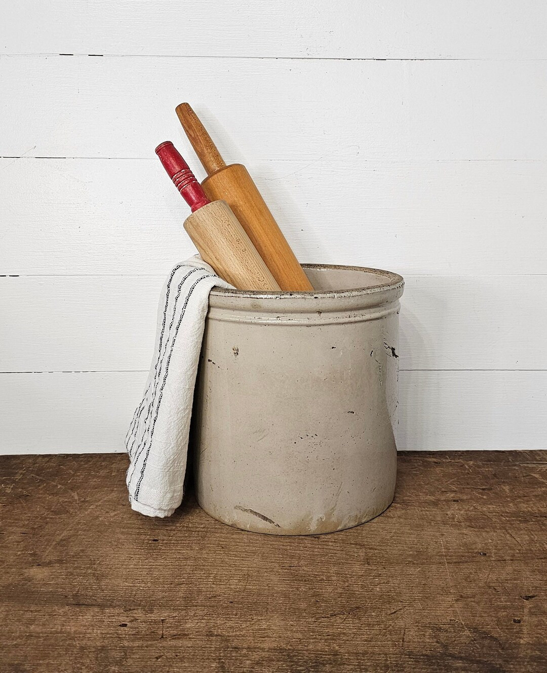 Vintage 1 Gallon Stoneware Crock Farmhouse Kitchen Decor Stoneware Utensil Crock - Etsy | Etsy (US)