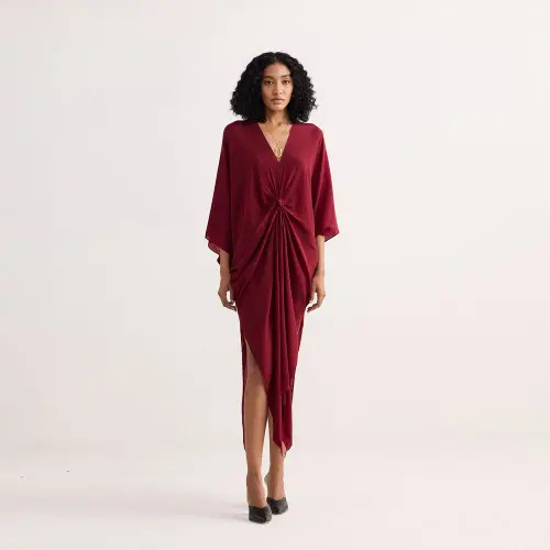 Reistor Front twist Kaftan Dress in Burgundy at Nordstrom, Size Xx-Large | Nordstrom