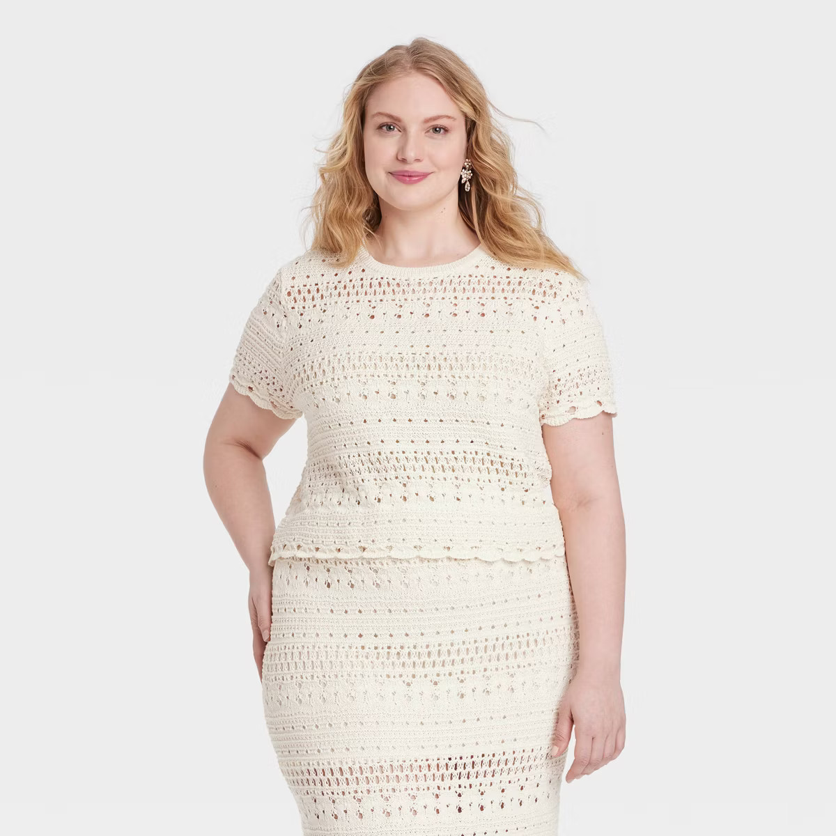 Women's Openwork Crewneck Pullover Sweater - Universal Thread™ Cream | Target