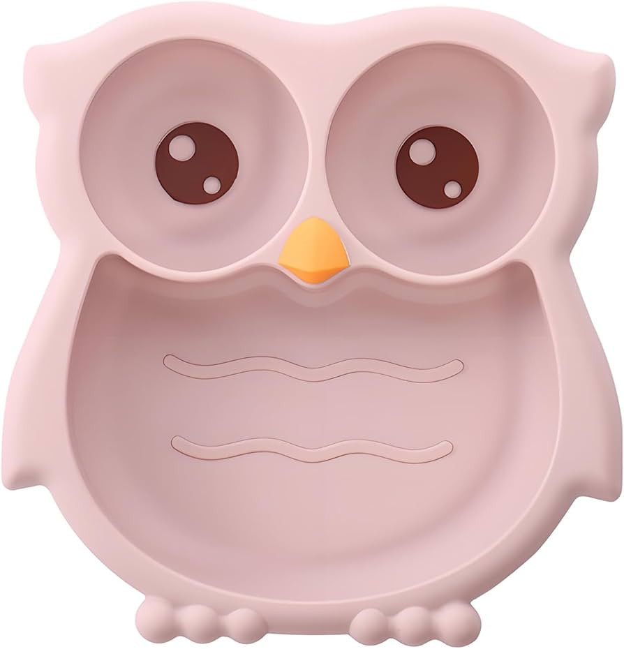PandaEar Toddler Suction Plates, Stay Put Divided Baby Plates, Owl Shape BPA-Free 100% Food-Grade... | Amazon (US)
