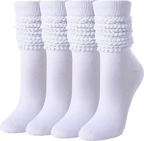 Zmart Women's Slouch Socks Scrunch Socks Slouchy Scrunchie Boot Socks 4-5 Pairs | Amazon (US)