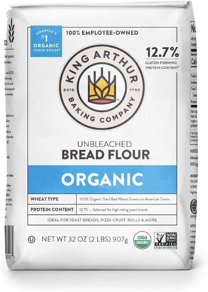 King Arthur, 100% Organic Unbleached Bread Flour, Non-GMO Project Verified, No Preservatives, 2 P... | Amazon (US)