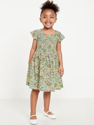 Printed Flutter-Sleeve Smocked Dress for Toddler Girls | Old Navy (US)