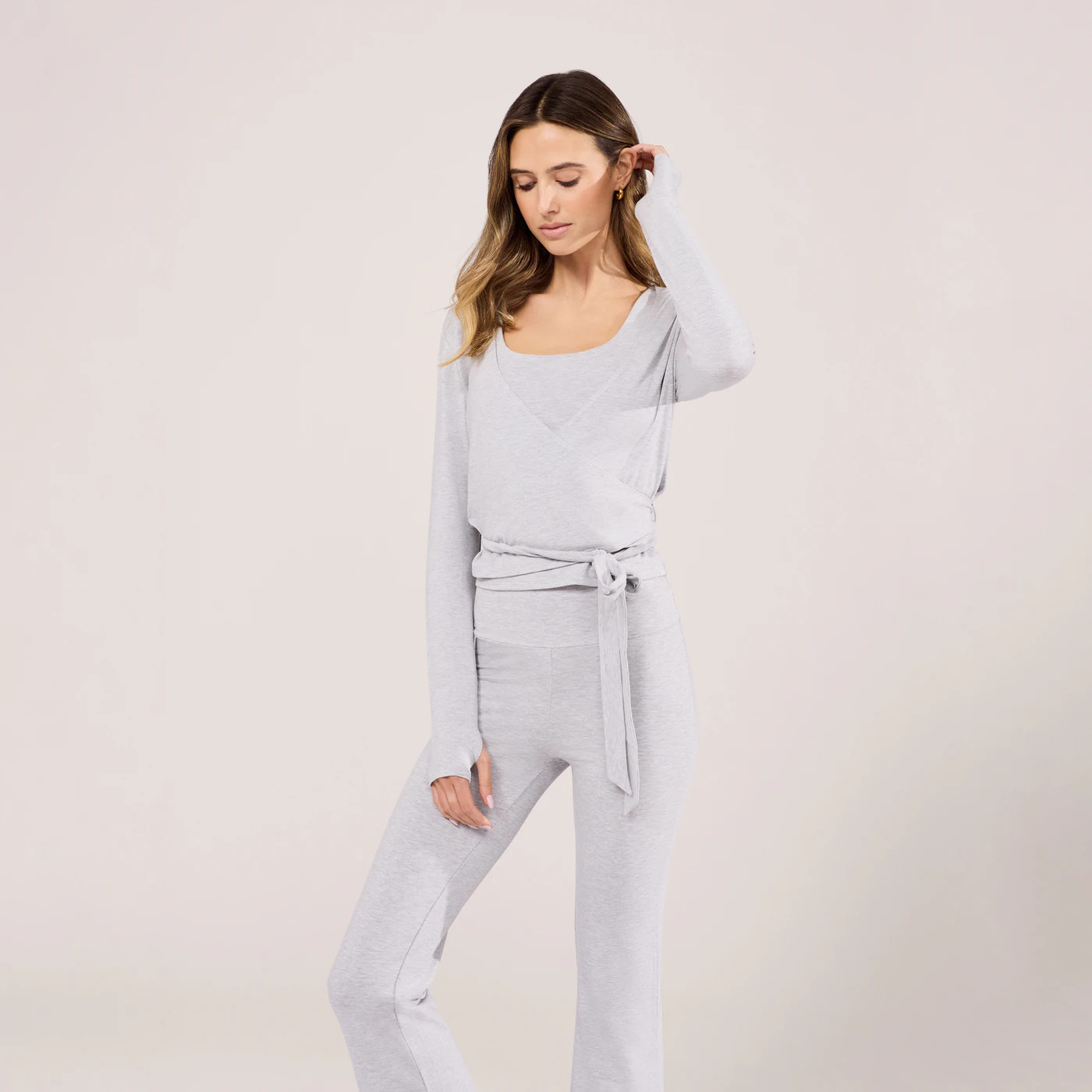 Lightweight Wrap Top | Light Grey Marl | LOVALL