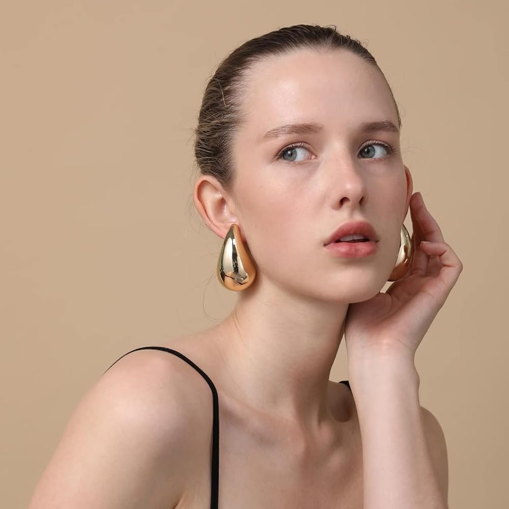 Apsvo Extra Large Drop Earring, Oversized Chunky Gold Hoop Earrings for Women Girl, Lightweight H... | Amazon (US)