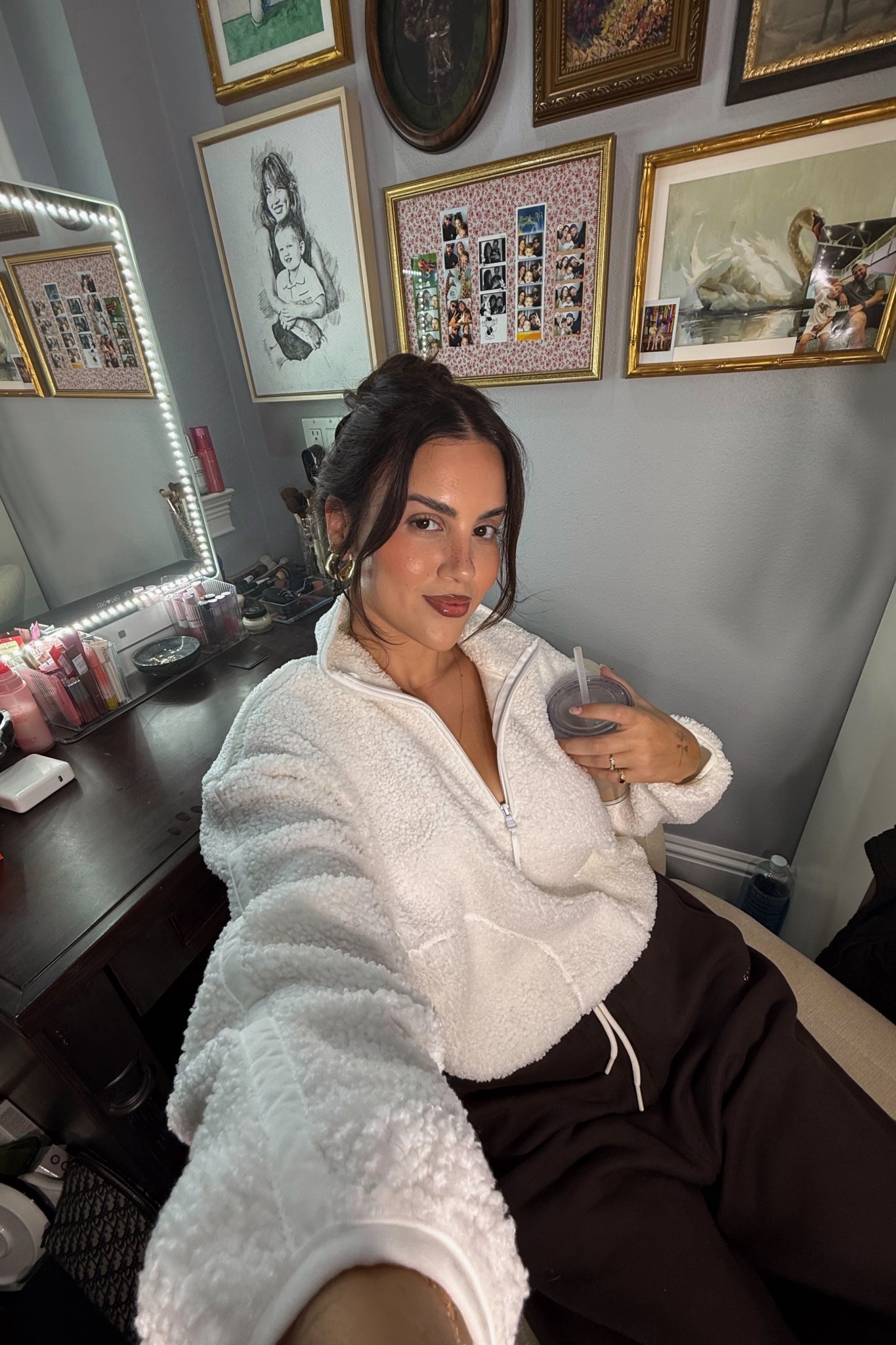 Wearing a small top / medium bottoms 