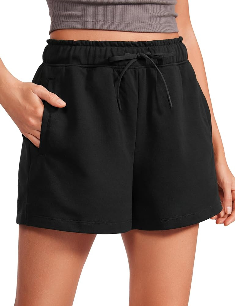 CRZ YOGA Comfy Cotton Sweat Shorts for Women Casual Summer Drawstring for Gym Lounge Workout Jers... | Amazon (US)