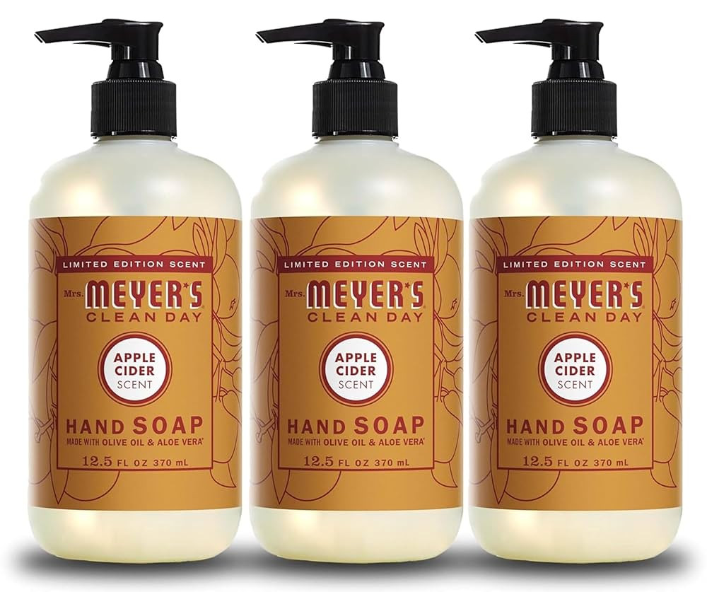 MRS. MEYER'S CLEAN DAY Hand Soap, Apple Cider, Made with Essential Oils, 12.5 oz - Pack of 3 | Amazon (US)