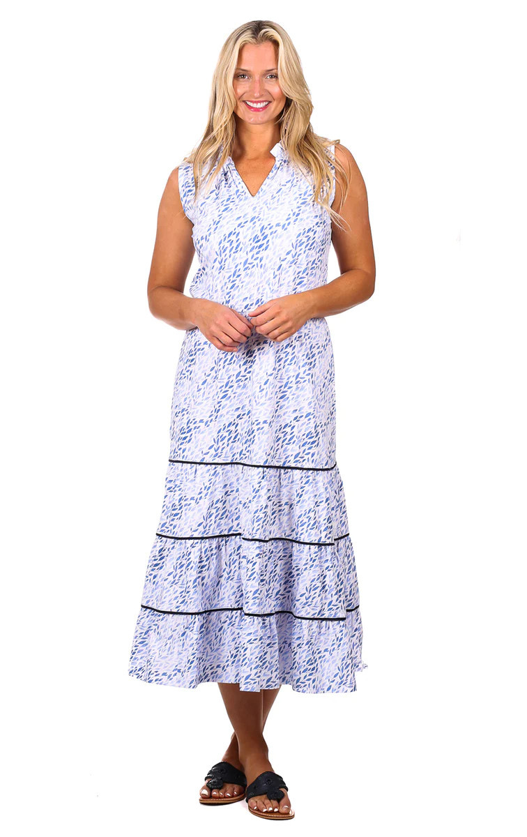 Ariel Dress in Blue Leaves | Duffield Lane